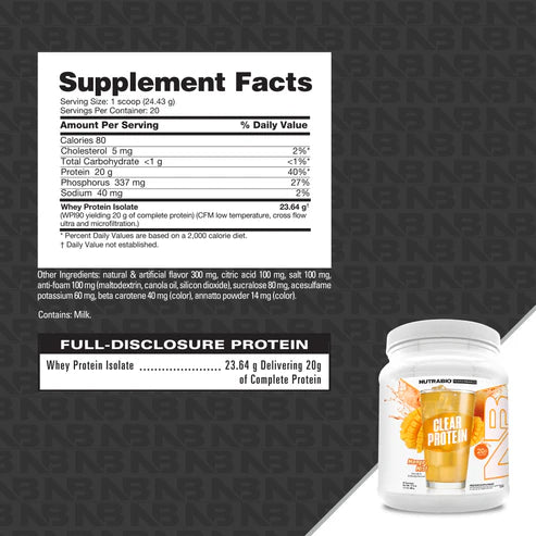 NutraBio - Clear Whey Protein Isolate 1LB
