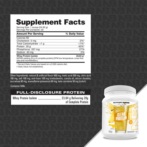 NutraBio - Clear Whey Protein Isolate 1LB