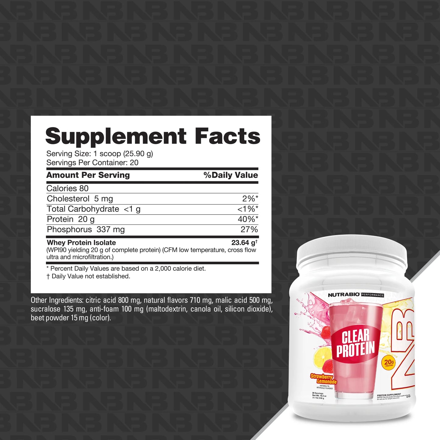 NutraBio - Clear Whey Protein Isolate 1LB