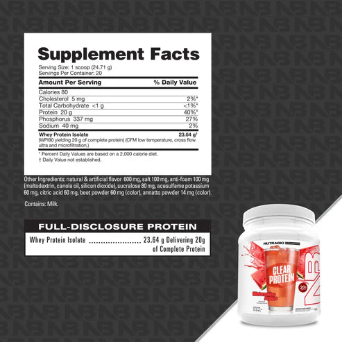 NutraBio - Clear Whey Protein Isolate 1LB