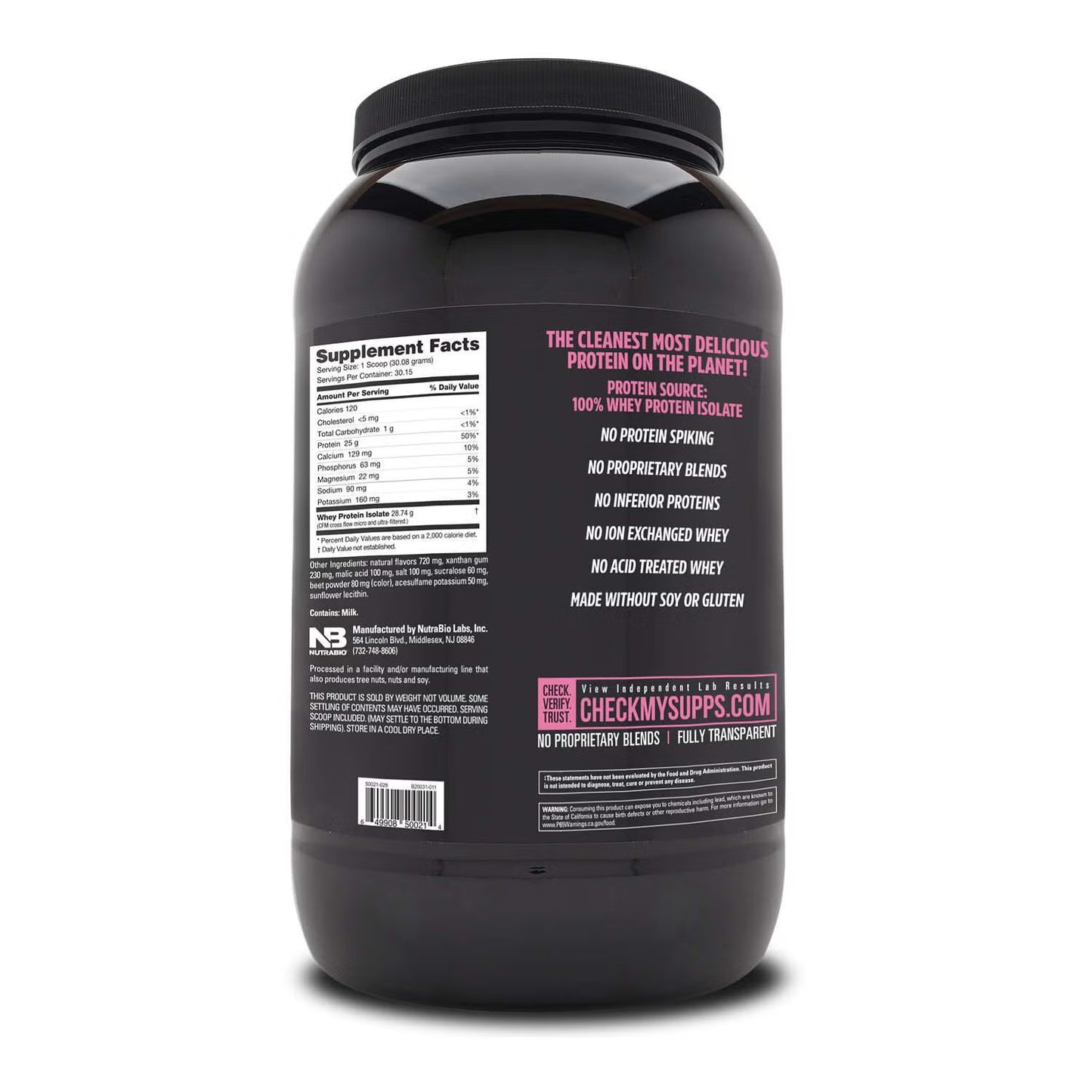 NutraBio - Whey Isolate 30Serv