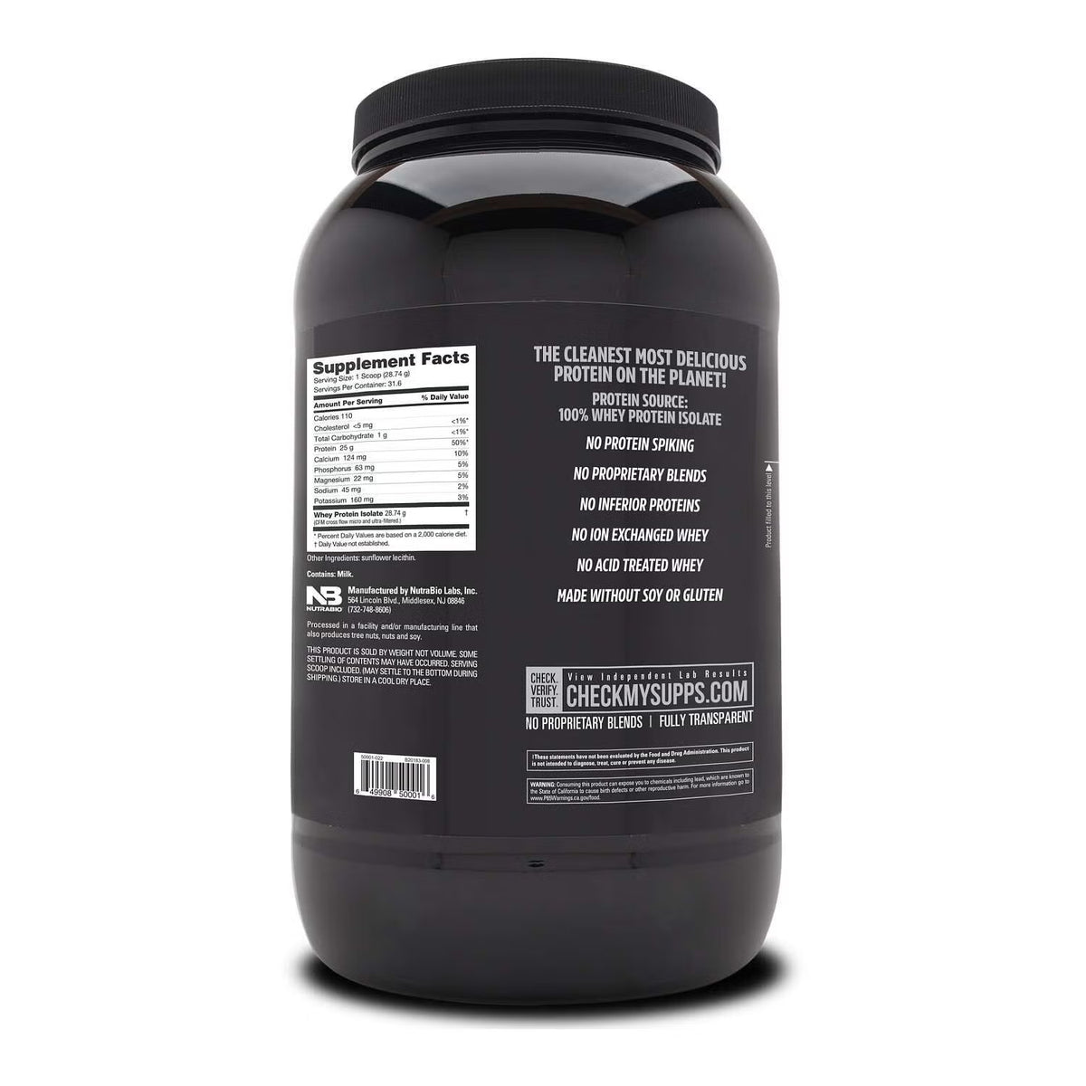 NutraBio - Whey Isolate 30Serv