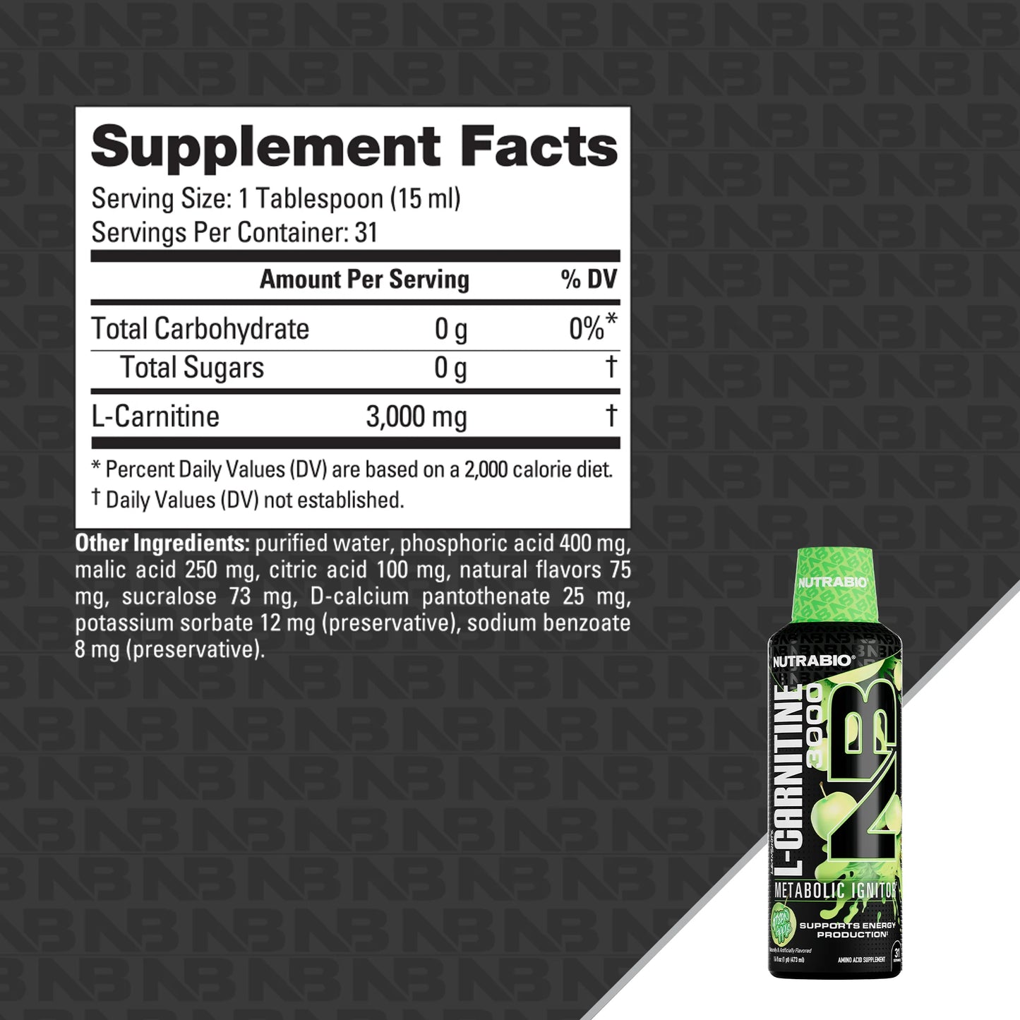NutraBio - L-Carnitine Liquid Shots