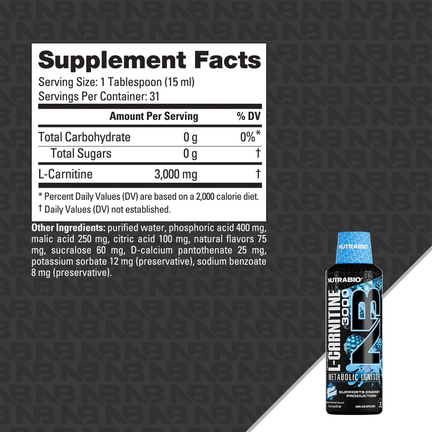 NutraBio - L-Carnitine Liquid Shots