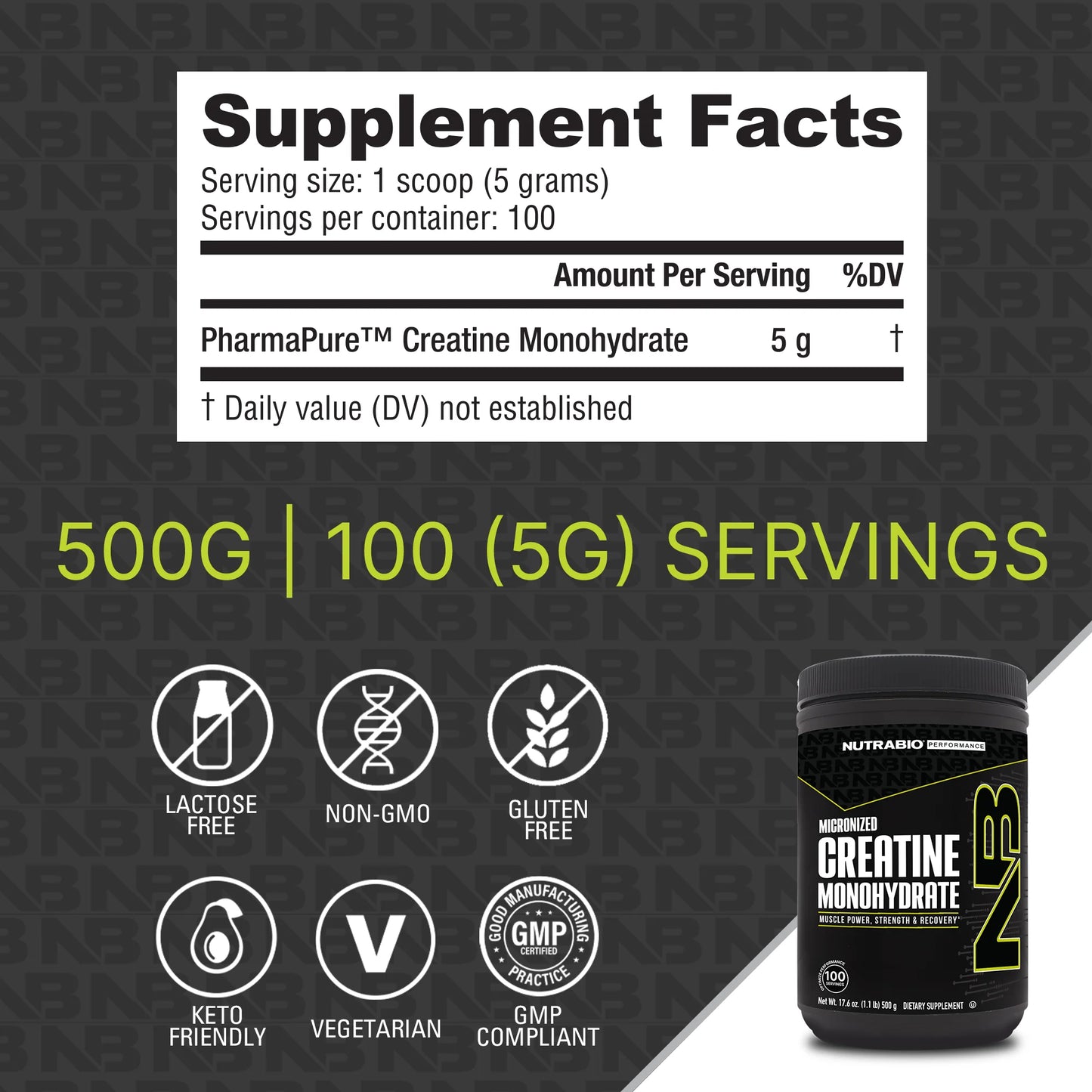 NutraBio - Creatine Monohydrate