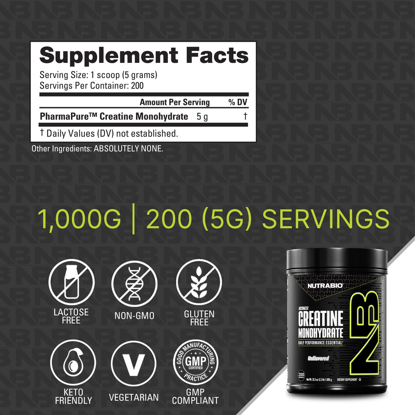 NutraBio - Creatine Monohydrate