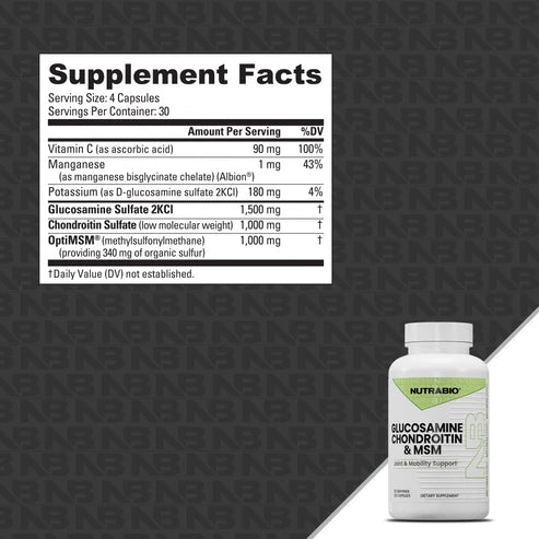 NutraBio - Glucosamine Chondroitin & MSM
