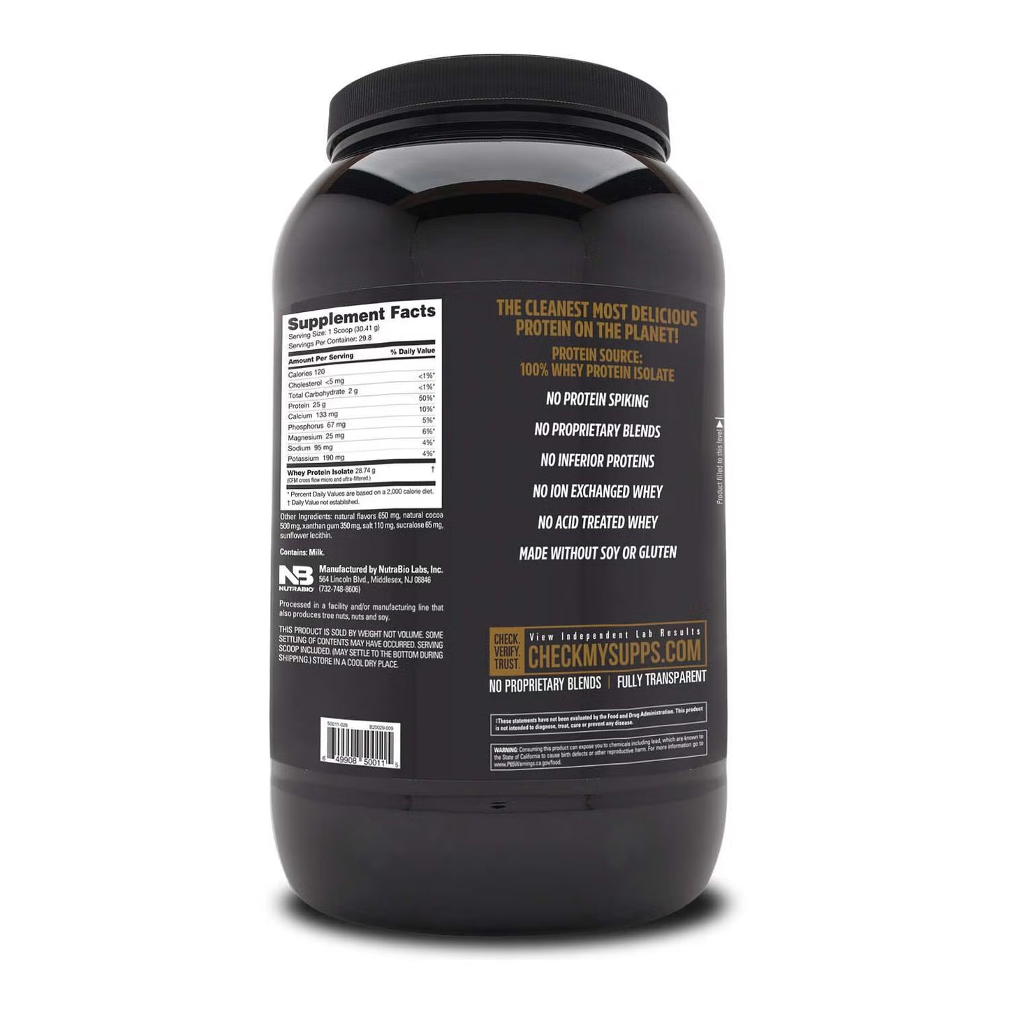 NutraBio - Whey Isolate 30Serv