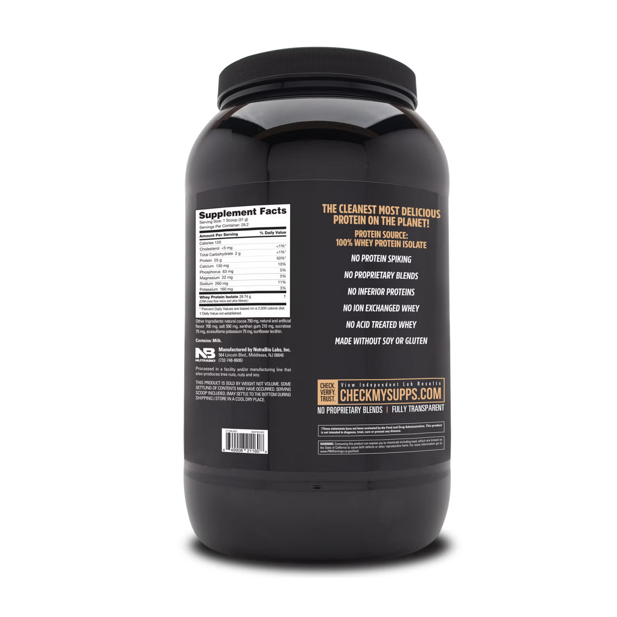 NutraBio - Whey Isolate 30Serv