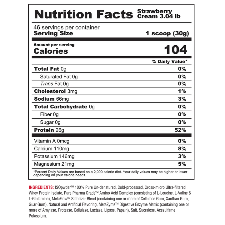 Metabolic Nutrition - Iso PWDR 3LB