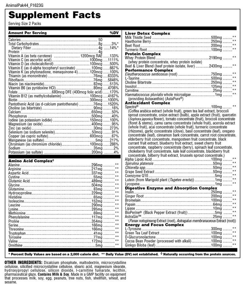 Animal - Pak Multivitamin & Supplement Pill Packs